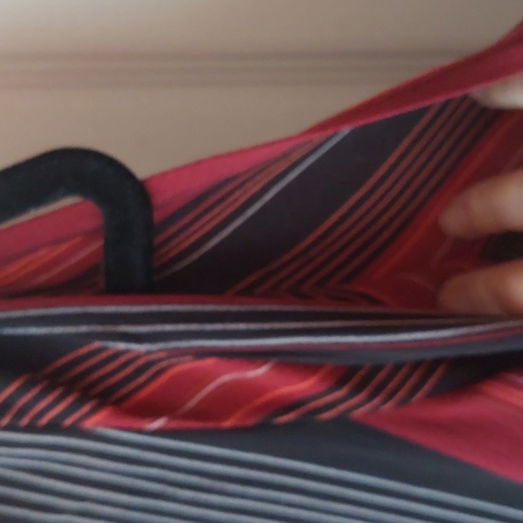 Berry-tone Striped, Split Sleeve, V-Neck faux wrap - Picture 4 of 11